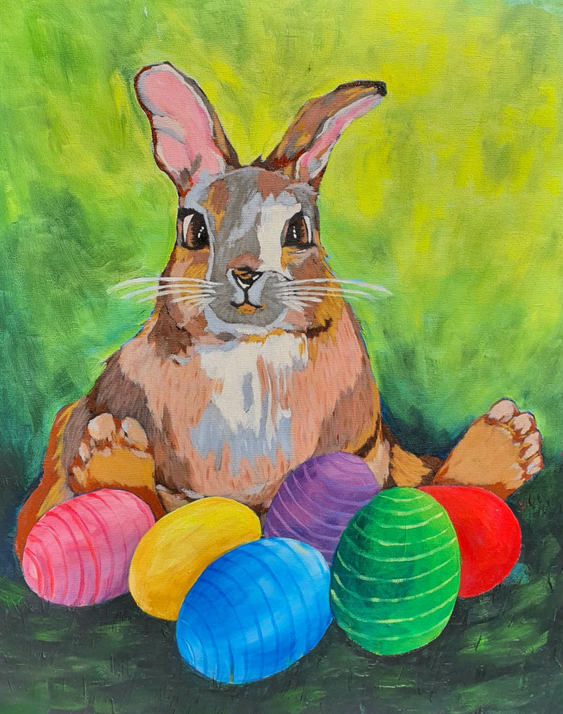 The Easter Bunny 50x40cm - Original Acrylic Painting by Girl with Wings - Dejana Nežić ( Bačko )