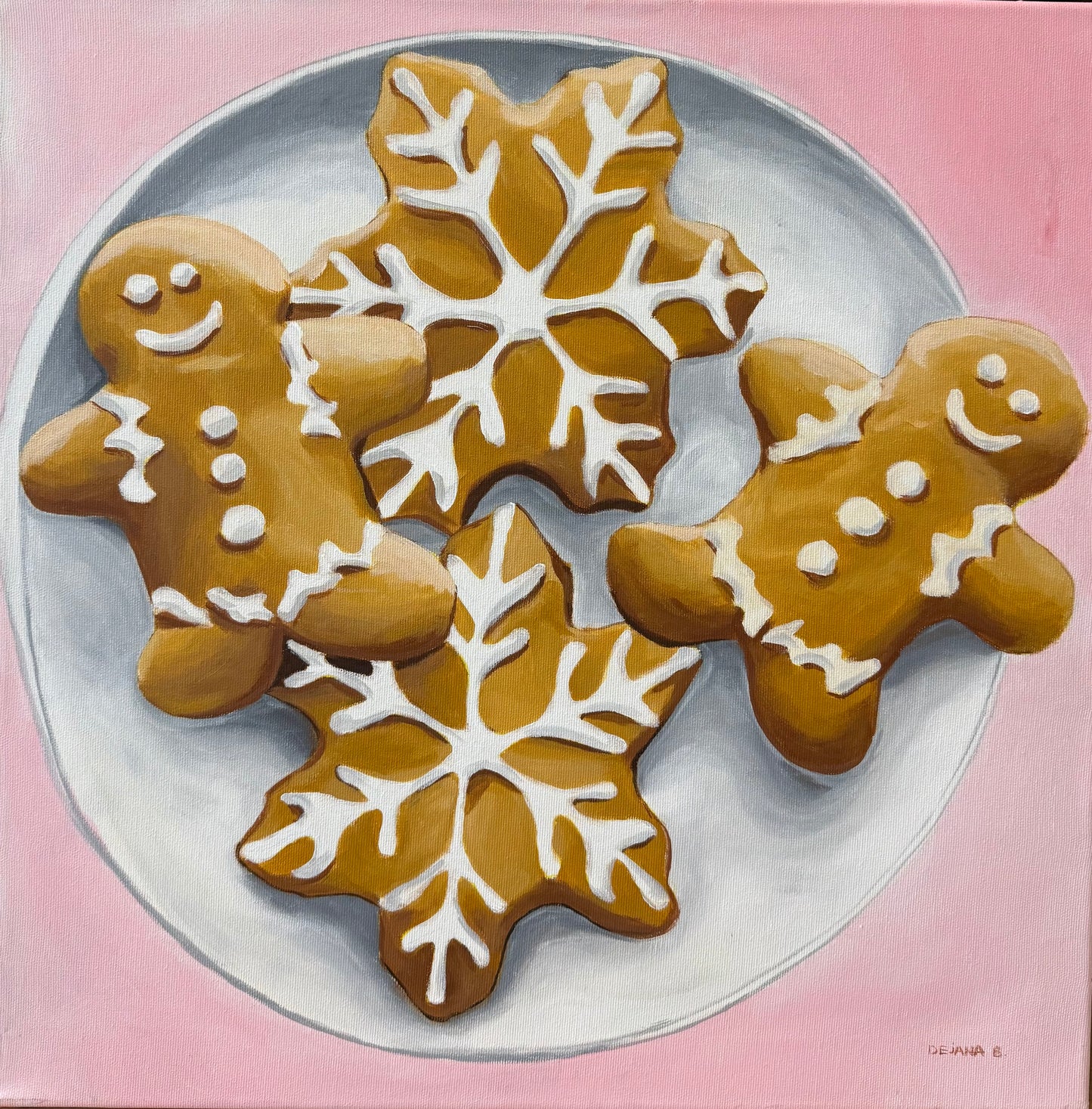 New Years Cookies 55x55cm - Original Acrylic Painting by Girl with Wings - Dejana Nežić ( Bačko )
