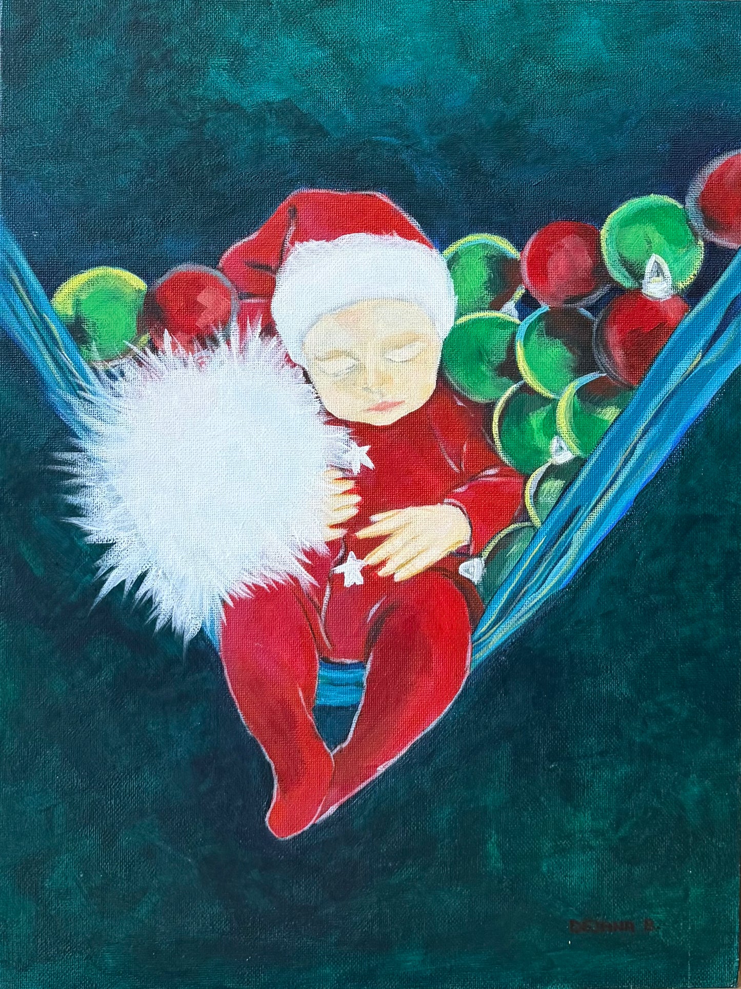 Sleeping Baby 40x30 - Original Acrylic Painting by Girl with Wings - Dejana Nežić ( Bačko )