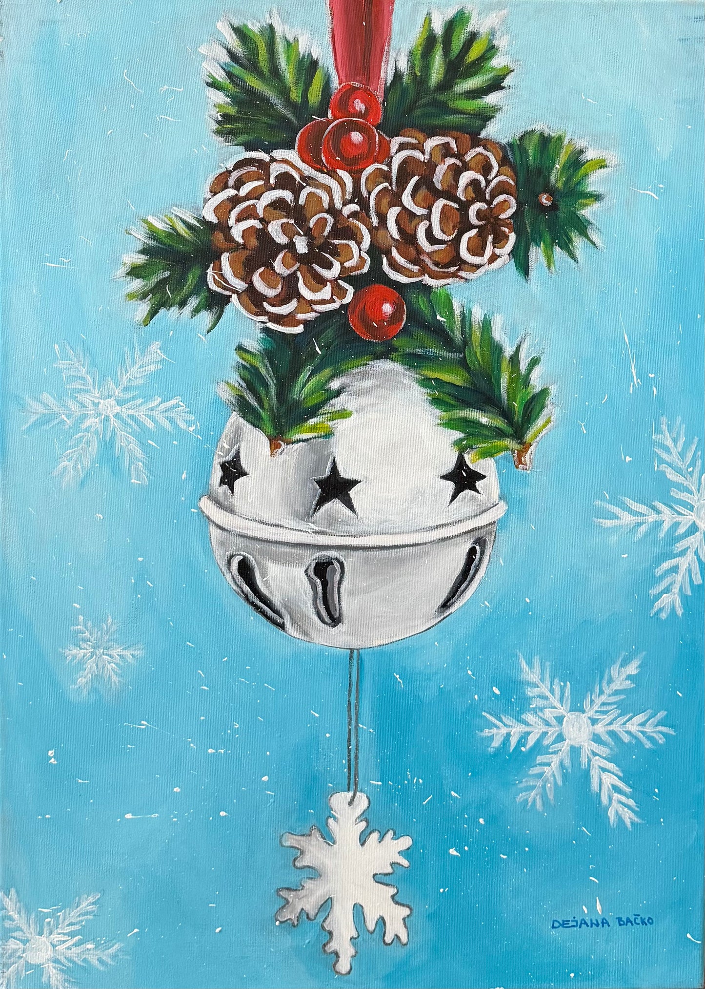 Holiday Bell 70x50cm - Original Acrylic Painting by Girl with Wings - Dejana Nežić ( Bačko )