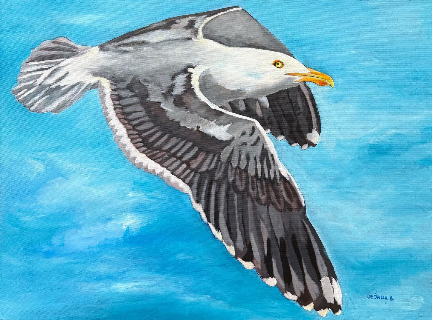 Seagull 50x70cm - Original Acrylic Painting by Girl with Wings - Dejana Nežić ( Bačko )