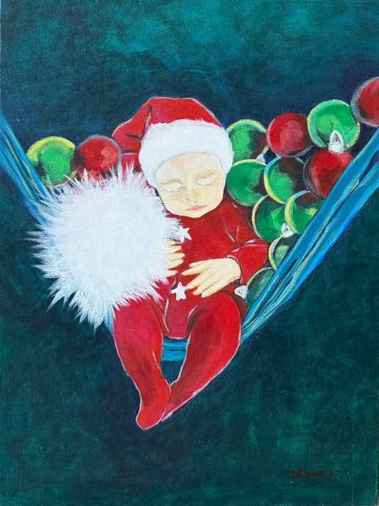 Sleeping Baby 40x30  - Original Acrylic Painting by Girl with Wings - Dejana Nežić ( Bačko )